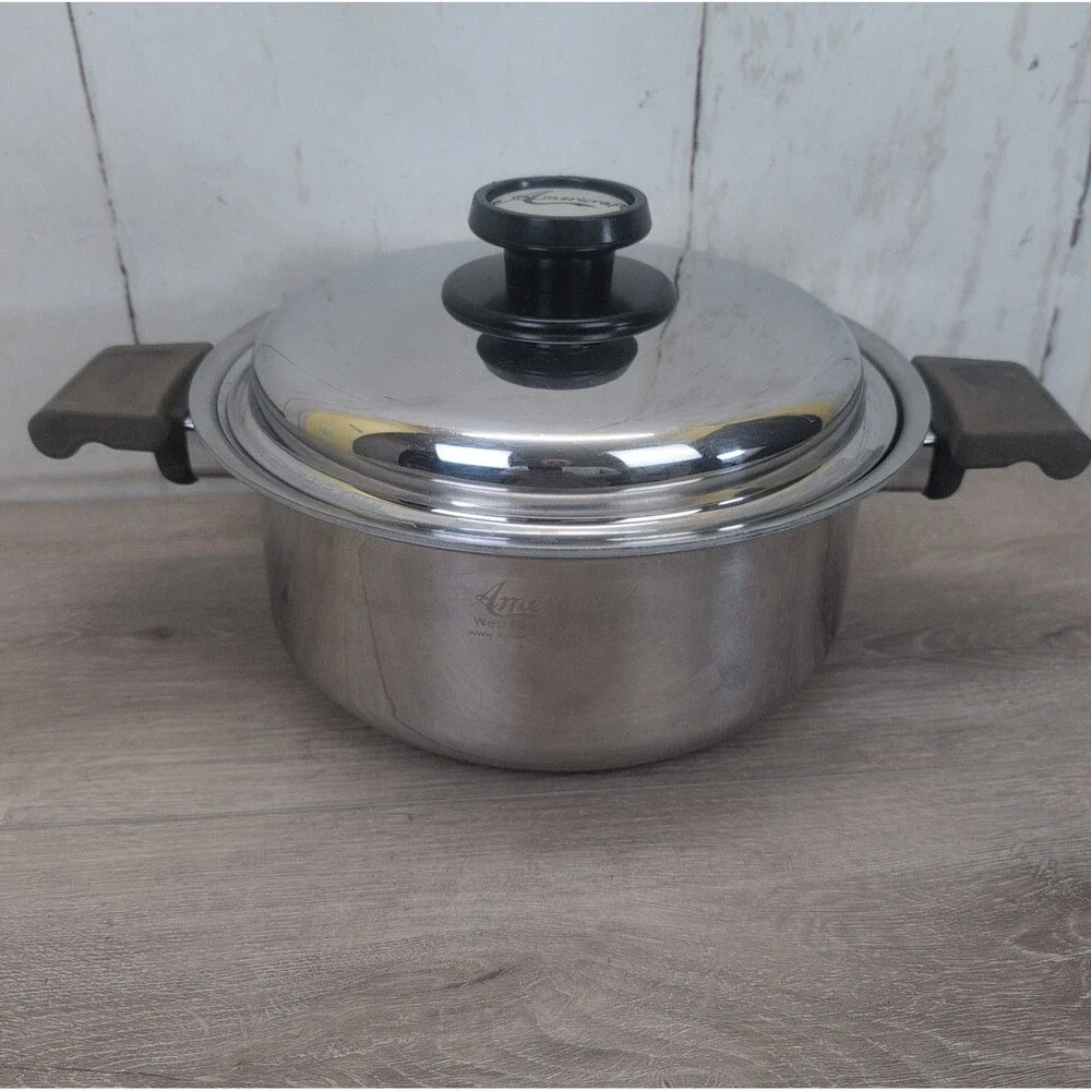 Americraft 4 Qt Quart Stock Pot Dutch Oven Sauce Stainless Steel USA w/ Lid